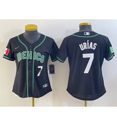 Women's Mexico Baseball #7 Julio Urias Number 2023 Black World Classic Stitched Jersey5