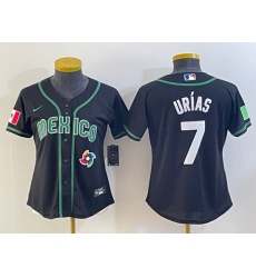 Women's Mexico Baseball #7 Julio Urias Number 2023 Black World Classic Stitched Jersey7