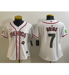 Women's Mexico Baseball #7 Julio Urias Number 2023 White World Classic Stitched Jersey9