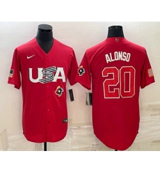 Men USA Baseball #20 Pete Alonso 2023 Red World Classic Stitched Jerseys