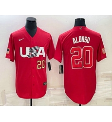 Men USA Baseball #20 Pete Alonso Number 2023 Red World Classic Stitched Jerseys