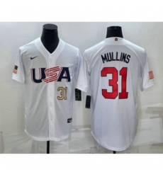 Men USA Baseball 31 Cedric Mullins Number 2023 White World Classic Stitched Jersey