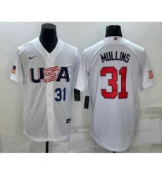 Men USA Baseball 31 Cedric Mullins Number 2023 White World Classic Stitched Jerseys