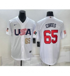 Men USA Baseball 65 Nestor Cortes Number 2023 White World Classic Stitched Jerseys