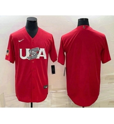 Men USA Baseball Blank 2023 Red World Classic Stitched Jerseys