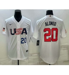 Men's USA Baseball #20 Pete Alonso Number 2023 White World Baseball Classic Stitched Jerseys
