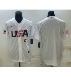 Men's USA Baseball 2023 White World Baseball Blank Classic Replica Stitched Jersey
