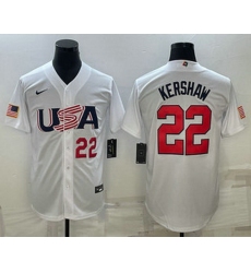 Men's USA Baseball #22 Clayton Kershaw Number 2023 White World Baseball Classic Stitched Jersey