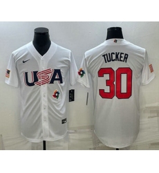 Men's USA Baseball #30 Kyle Tucker 2023 White World Baseball Classic Stitched Jersey