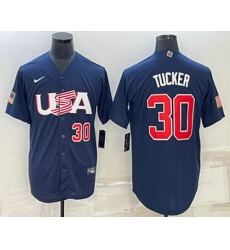 Men's USA Baseball #30 Kyle Tucker Number 2023 Navy World Baseball Classic Stitched Jerseys