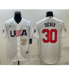 Men's USA Baseball #30 Kyle Tucker Number 2023 White World Baseball Classic Stitched Jersey