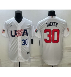 Men's USA Baseball #30 Kyle Tucker Number 2023 White World Baseball Classic Stitched Jersey