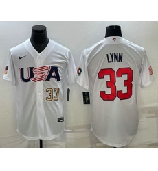 Men's USA Baseball #33 Lance Lynn Number 2023 White World Baseball Classic Stitched Jerseys