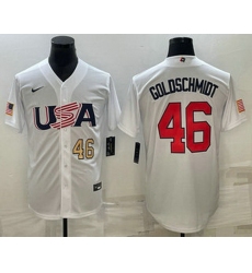 Mens USA Baseball #46 Paul Goldschmidt Number 2023 White World Baseball Classic Stitched Jersey
