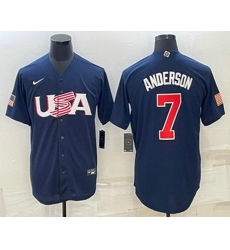 Men's USA Baseball #7 Tim Anderson 2023 Navy World Baseball Classic Stitched Jersey