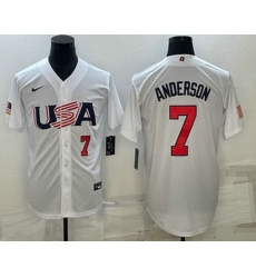 Men's USA Baseball #7 Tim Anderson Number 2023 White World Baseball Classic Stitched Jersey