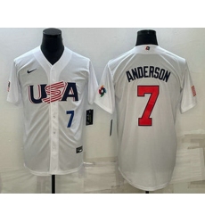 Men's USA Baseball #7 Tim Anderson Number 2023 White World Baseball Classic Stitched Jerseys