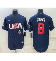 Men's USA Baseball #8 Trea Turner 2023 Navy World Baseball Classic Stitched Jersey