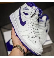 Women Air Jordan 1 Purple White Retro Shoes