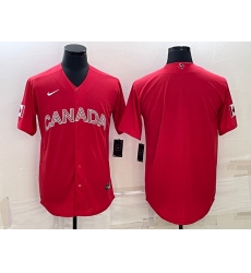 Men Canada Baseball Blank 2023 Red World Baseball Classic Stitched Jersey