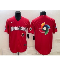 Men Dominican Republic Baseball 2023 Red World Baseball Big Logo With Patch Classic Stitched Jersey