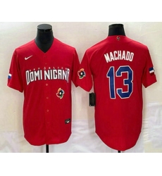 Men's Dominican Republic Baseball #13 Manny Machado 2023 Red World Classic Stitched Jersey