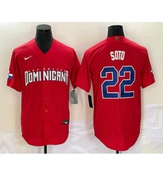 Men's Dominican Republic Baseball #22 Juan Soto 2023 Red World Classic Stitched Jersey