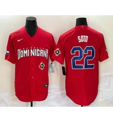 Men's Dominican Republic Baseball #22 Juan Soto 2023 Red World Classic Stitched Jerseys
