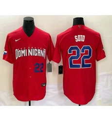 Men's Dominican Republic Baseball #22 Juan Soto Number 2023 Red World Classic Stitched Jerseys