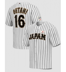 Men Japan Baseball 16 Shohei Ohtani 2023 White World Baseball Classic Stitched Jersey
