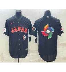 Men Japan Baseball 2023 Black World Big Logo With Patch Classic Stitched Jerseys