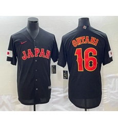 Men's Japan Baseball #16 Shohei Ohtani 2023 Black World Classic Stitched Jersey