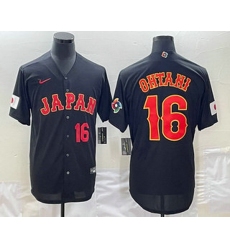 Mens Japan Baseball #16 Shohei Ohtani Number 2023 Black World Classic Stitched Jersey