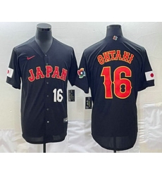 Men's Japan Baseball #16 Shohei Ohtani Number 2023 Black World Classic Stitched Jerseys