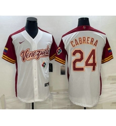 Men Venezuela Baseball #24 Miguel Cabrera 2023 White World Classic Stitched Jersey