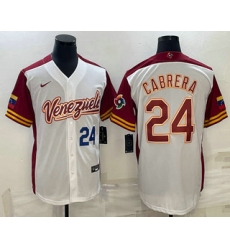 Men Venezuela Baseball #24 Miguel Cabrera Number 2023 White World Classic Stitched Jersey1