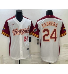 Men Venezuela Baseball #24 Miguel Cabrera Number 2023 White World Classic Stitched Jersey2