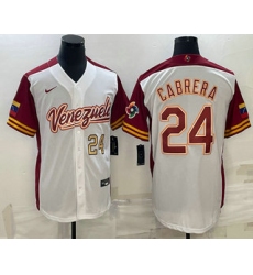 Men Venezuela Baseball #24 Miguel Cabrera Number 2023 White World Classic Stitched Jerseys