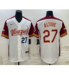 Men Venezuela Baseball #27 Jose Altuve Number 2023 White World Baseball Classic Stitched Jersey
