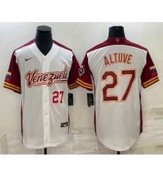 Men Venezuela Baseball #27 Jose Altuve Number 2023 White World Baseball Classic Stitched Jersey1