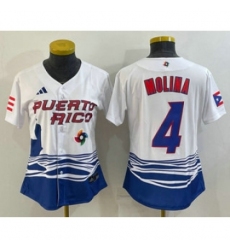 Womens Puerto Rico Baseball 4 Yadier Molina 2023 Red World Classic Stitched Jersey