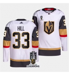 Men Vegas Golden Knights 33 Adin Hill White 2023 Stanley Cup Champions Stitched Jersey