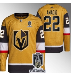 Men Women Youth Vegas Golden Knights #22 Michael Amadio Gold 2023 Stanley Cup Champions Stitched Jersey