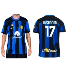 Men Inter Milan soccer #17 Tajon Buchanan Blue Jersey