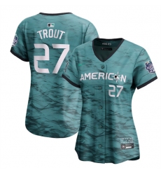 Women Los Angeles Angels 27 Mike Trout Teal 2023 All Star Stitched Baseball Jersey