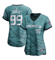 Women New York Yankees 99 Aaron Judge Teal 2023 Alls Star Cool Base Stitched Jersey
