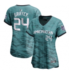 Women Seattle Mariners 24 Ken Griffey Jr  Teal 2023 All Star Stitched Baseball Jersey