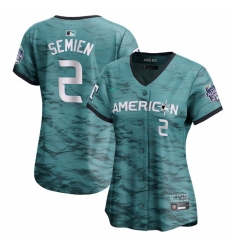 Women Texas Rangers 2 Marcus Semien Teal 2023 All Star Stitched Baseball Jersey