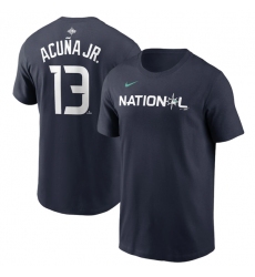 Men Atlanta Braves 13 Ronald Acu F1a Jr  Navy 2023 All Star Name Number T Shirt