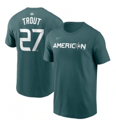 Men Los Angeles Angels 27 Mike Trout Teal 2023 All Star Name Number T Shirt